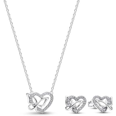 PANDORA Ensemble de bijoux collier et boucles d'oreilles, Lot Bijoux symboliques, coffret cadeau pour femme, collier et boucles d'oreilles PANDORA Ensemble de bijoux collier et boucles d'oreilles, Lot Bijoux symboliques, coffret cadeau pour femme, collier et boucles d'oreilles
