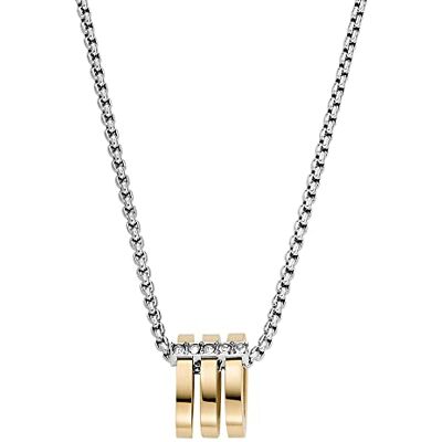 Skagen Collier pour femmes en acier inoxydable ou semi-précieux avec fermoir à mousqueton Pendentif anneau Skagen Collier pour femmes en acier inoxydable ou semi-précieux avec fermoir à mousqueton Pendentif anneau