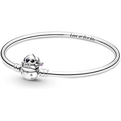 PANDORA Moments Disney Beißender Stitch Verschluss Armreif aus Sterling-Silber, Disney x Kollektion, Gr. 17, 591683C01-17 PANDORA Moments Disney Beißender Stitch Verschluss Armreif aus Sterling-Silber, Disney x Kollektion, Gr. 17, 591683C01-17