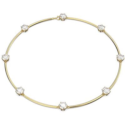 Swarovski Collier Constella, fermoir à ressort, coupe ronde, cristaux, placage de ton or, blanc Swarovski Collier Constella, fermoir à ressort, coupe ronde, cristaux, placage de ton or, blanc