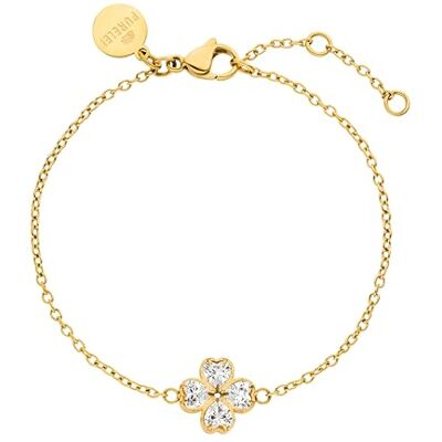 Purelei Cuore Bracelet élégant en chaîne d'ancre avec pendentif trèfle en oxyde de zirconium Purelei Cuore Bracelet élégant en chaîne d'ancre avec pendentif trèfle en oxyde de zirconium