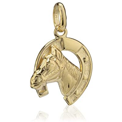 NKlaus Pendentif fer à cheval 375 Or jaune 9 carats Talisman 13,6mm brillant porte-bonheur 6506 NKlaus Pendentif fer à cheval 375 Or jaune 9 carats Talisman 13,6mm brillant porte-bonheur 6506