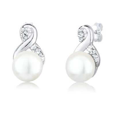Elli Boucles d'Oreilles Perle pour dames Infinity avec cristaux en argent 925 Elli Boucles d'Oreilles Perle pour dames Infinity avec cristaux en argent 925