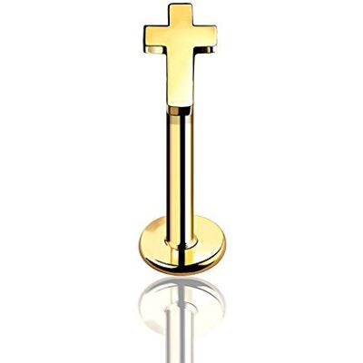 BlackAmazement Piercing labret en acier inoxydable 316L pour tragus, hélix, monroe, piercing en forme de croix, argent, or, noir pour femme BlackAmazement Piercing labret en acier inoxydable 316L pour tragus, hélix, monroe, piercing en forme de croix, argent, or, noir pour femme