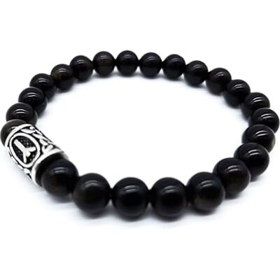 Bracelet Viking Futhark Rune en pierres précieuses (18/21 cm) pour femme/homme dans une boîte cadeau, protection de l'énergie porte-bonheur Bracelet Viking Futhark Rune en pierres précieuses (18/21 cm) pour femme/homme dans une boîte cadeau, protection de l'énergie porte-bonheur