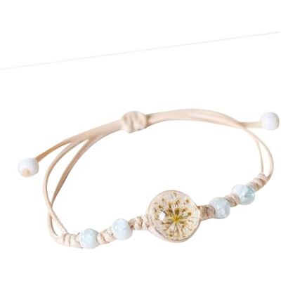 Uqezagpa Bracelet tressé fait à la main en céramique et perles en verre et cordon ciré réglable, 2.34x2.34in, Matériaux mélangés, béryl Uqezagpa Bracelet tressé fait à la main en céramique et perles en verre et cordon ciré réglable, 2.34x2.34in, Matériaux mélangés, béryl