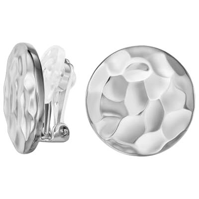 Traveller Boucles d'oreilles à clip Femme Argenté Structure martelée Ronde Platine 20 mm 157880 Traveller Boucles d'oreilles à clip Femme Argenté Structure martelée Ronde Platine 20 mm 157880
