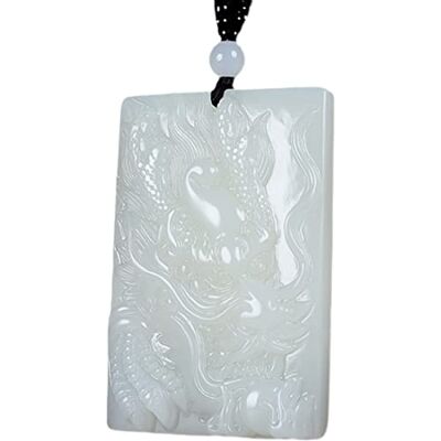 JFGCTYHXY Collier en jadéite, Collier pendentif en obsidienne pure naturelle, amulette talismanique du bodhisattva zodiaque(Dragon Head) JFGCTYHXY Collier en jadéite, Collier pendentif en obsidienne pure naturelle, amulette talismanique du bodhisattva zodiaque(Dragon Head)