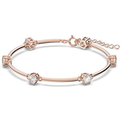 Swarovski Bracelet-jonc Constella pour femme, avec de délicats cristaux blancs sur une bande plaquée or rose, taille M Swarovski Bracelet-jonc Constella pour femme, avec de délicats cristaux blancs sur une bande plaquée or rose, taille M