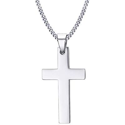 ZENSE Collier croix latine argentée pour homme ZP0248 Avec chaîne 60 cm ZENSE Collier croix latine argentée pour homme ZP0248 Avec chaîne 60 cm