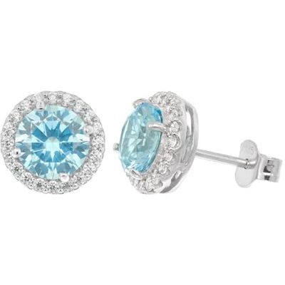 trendor Boucles d'oreilles pour femmes en argent 925 et zircon cubique bleu 21359-02 trendor Boucles d'oreilles pour femmes en argent 925 et zircon cubique bleu 21359-02