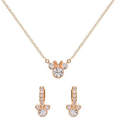 Disney Minnie Mouse Parure de Collier avec Pendentif en Zircone Cubique, 2 Tons, Taille Unique, Laiton Disney Minnie Mouse Parure de Collier avec Pendentif en Zircone Cubique, 2 Tons, Taille Unique, Laiton