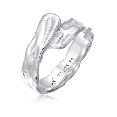Kuzzoi Bague pour homme en argent sterling 925 martelé (12 mm) au design usé structuré 0611382824, 64 Kuzzoi Bague pour homme en argent sterling 925 martelé (12 mm) au design usé structuré 0611382824, 64