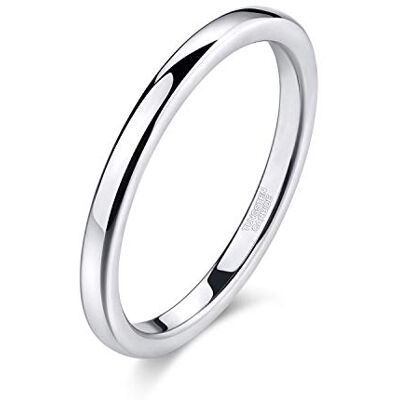 Titaniumcentral Bague en carbure de tungstène poli pour homme et femme 2 mm, Tungstène, Aucune pierre précieuse Titaniumcentral Bague en carbure de tungstène poli pour homme et femme 2 mm, Tungstène, Aucune pierre précieuse