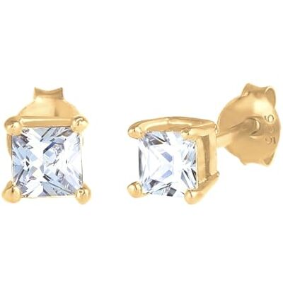 Kuzzoi Boucles d'oreilles pour homme avec zircons carrés scintillants (4 mm) en argent sterling 925 plaqué or pour homme, Argent sterling Or jaune Kuzzoi Boucles d'oreilles pour homme avec zircons carrés scintillants (4 mm) en argent sterling 925 plaqué or pour homme, Argent sterling Or jaune