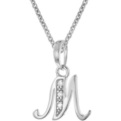 trendor Collier avec pendentif lettre M, argent sterling rhodié 38 cm Collier en argent sterling avec pendentif lettre, bijou en argent orné de zirconiums cubiques trendor Collier avec pendentif lettre M, argent sterling rhodié 38 cm Collier en argent sterling avec pendentif lettre, bijou en argent orné de zirconiums cubiques