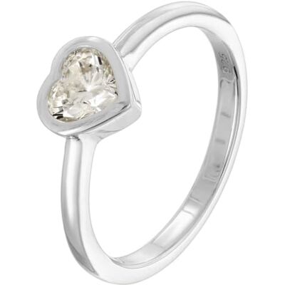 trendor Bague pour femme avec cœur en oxyde de zirconium, argent Taille 56 Bague en argent sterling rhodié, bague avec zircon cubique transparent, bague cœur avec pierre, bague cœur en zircon cubique trendor Bague pour femme avec cœur en oxyde de zirconium, argent Taille 56 Bague en argent sterling rhodié, bague avec zircon cubique transparent, bague cœur avec pierre, bague cœur en zircon cubique
