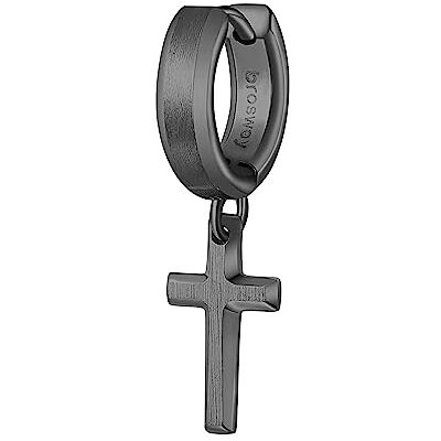 Brosway INK BIK28 Boucle d'oreille simple en acier inoxydable 316L avec revêtement PVD couleur ruthénium et pendentif en forme de croix Brosway INK BIK28 Boucle d'oreille simple en acier inoxydable 316L avec revêtement PVD couleur ruthénium et pendentif en forme de croix