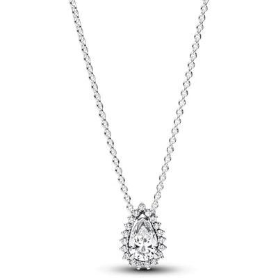 PANDORA Timeless Funkelnde Birnen-Kranz Collier-Halskette aus Sterling Silber mit Zirkonia Steinen, Größe 45cm, 392832C01-45 PANDORA Timeless Funkelnde Birnen-Kranz Collier-Halskette aus Sterling Silber mit Zirkonia Steinen, Größe 45cm, 392832C01-45