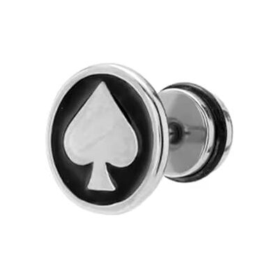 BlackAmazement Faux plug d'oreille en acier inoxydable 316L Cartes de pique Couleur carte de jeu Zocker Poker Argent et noir Homme BlackAmazement Faux plug d'oreille en acier inoxydable 316L Cartes de pique Couleur carte de jeu Zocker Poker Argent et noir Homme