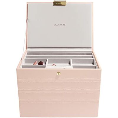 Stackers Lot de 4 boîtes à bijoux classiques rose pâle et champagne doré Stackers Lot de 4 boîtes à bijoux classiques rose pâle et champagne doré