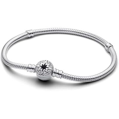 PANDORA Moments 593584C01-17 Bracelet à maille serpent avec fermoir étoile polaire en argent sterling et oxyde de zirconium Compatible Moments Charms, Taille : 17 cm, 17cm, Argent sterling, Zircon PANDORA Moments 593584C01-17 Bracelet à maille serpent avec fermoir étoile polaire en argent sterling et oxyde de zirconium Compatible Moments Charms, Taille : 17 cm, 17cm, Argent sterling, Zircon