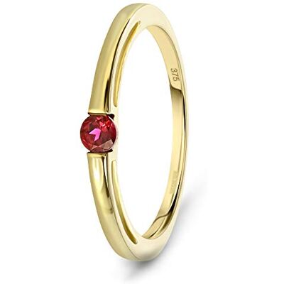 Miore bague pour Femmes bague de Fiançailles solitaire avec Pierre Précieuse Rubis rouge en Or Jaune 9 Carat / 375 Or, bijoux Miore bague pour Femmes bague de Fiançailles solitaire avec Pierre Précieuse Rubis rouge en Or Jaune 9 Carat / 375 Or, bijoux