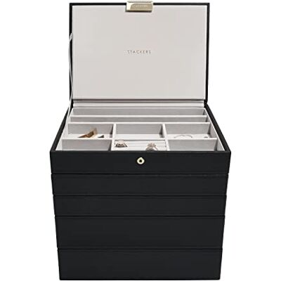Stackers Lot de 5 boîtes à bijoux classiques Noir Taille M Stackers Lot de 5 boîtes à bijoux classiques Noir Taille M