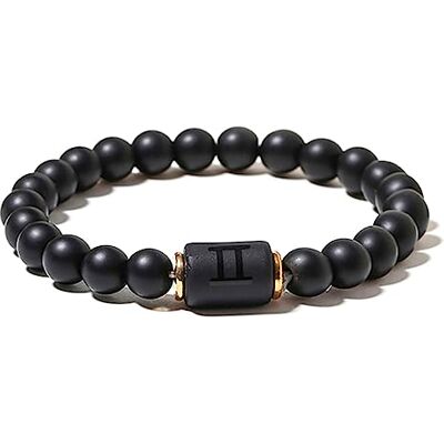 ZENSE Bracelet zodiaque noir étirable homme avec perles Onyx ZENSE Bracelet zodiaque noir étirable homme avec perles Onyx