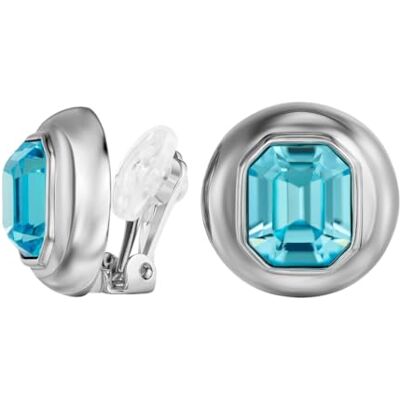 Traveller Boucles d'oreilles à clip Femme Platine Cristaux Aqua Bohemica Bleu Octogonal 13 x 11 mm Rond 20 mm 157872 Traveller Boucles d'oreilles à clip Femme Platine Cristaux Aqua Bohemica Bleu Octogonal 13 x 11 mm Rond 20 mm 157872