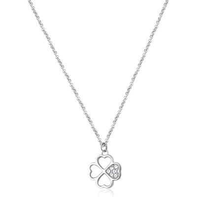 Brosway Halskette Chakra für Damen aus 316L-Edelstahl mit vierblättrigen Kleeblatt Anhänger und Kristallen, Karabinerverschluss, Länge: 48 cm, BHKN091 Brosway Halskette Chakra für Damen aus 316L-Edelstahl mit vierblättrigen Kleeblatt Anhänger und Kristallen, Karabinerverschluss, Länge: 48 cm, BHKN091
