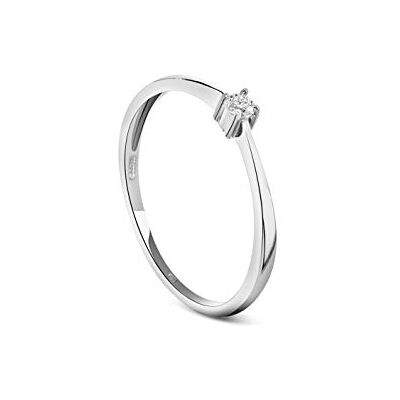 Miore Bijoux Femme 0.05 Ct Diamant Bague de Fiançailles avec Solitaire Brillant Bague en Or Blanc Miore Bijoux Femme 0.05 Ct Diamant Bague de Fiançailles avec Solitaire Brillant Bague en Or Blanc