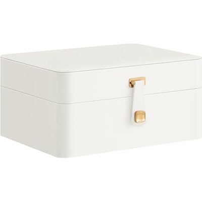 SONGMICS Boîte à bijoux avec miroir, organisateur de bijoux à 2 niveaux, plateau flexible pour bijoux, 17,6 x 22 x 11 cm, organisateur de boucles d'oreilles, idée cadeau, blanc nuage JBC200W01 SONGMICS Boîte à bijoux avec miroir, organisateur de bijoux à 2 niveaux, plateau flexible pour bijoux, 17,6 x 22 x 11 cm, organisateur de boucles d'oreilles, idée cadeau, blanc nuage JBC200W01