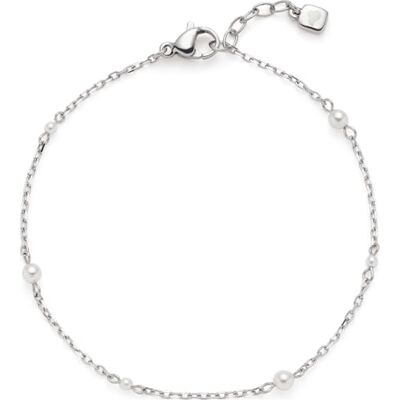 JEWELS BY LEONARDO Ciao Navina 024453 Bracelet en acier inoxydable argenté avec perles d'imitation blanches en filigrane, longueur 18-21 cm JEWELS BY LEONARDO Ciao Navina 024453 Bracelet en acier inoxydable argenté avec perles d'imitation blanches en filigrane, longueur 18-21 cm