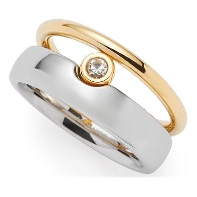 JEWELS BY LEONARDO Bague Claire • Bague en acier inoxydable bicolore • Pierre de zircone sertie sur un rail doré et argenté • Taille 18 (56) • Bijoux Cadeau pour Femme • 025396 JEWELS BY LEONARDO Bague Claire • Bague en acier inoxydable bicolore • Pierre de zircone sertie sur un rail doré et argenté • Taille 18 (56) • Bijoux Cadeau pour Femme • 025396