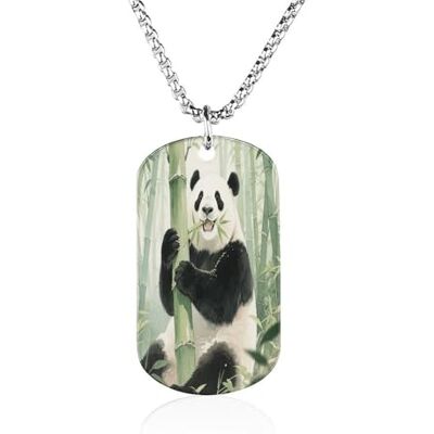 KOAYUBFC Collier en acier inoxydable avec pendentif en forme de panda dans la forêt de bambou Chaîne de 60 cm Pendentif photo personnalisable pour homme et femme Cadeau souvenir de deuil KOAYUBFC Collier en acier inoxydable avec pendentif en forme de panda dans la forêt de bambou Chaîne de 60 cm Pendentif photo personnalisable pour homme et femme Cadeau souvenir de deuil