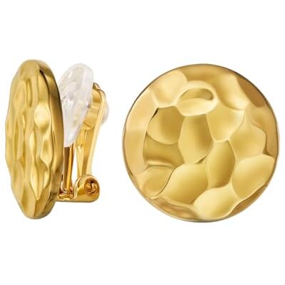 Traveller Boucles d'oreilles à clip Femme Plaqué or Structure martelée Ronde 20 mm 157879 Traveller Boucles d'oreilles à clip Femme Plaqué or Structure martelée Ronde 20 mm 157879