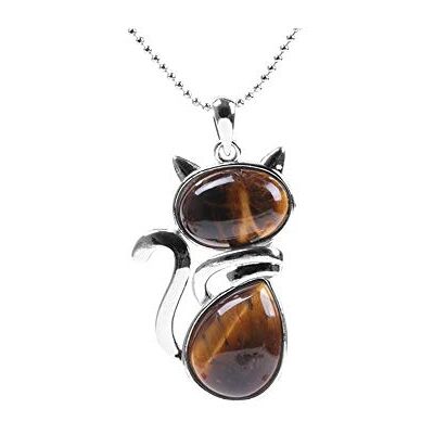 BlackAmazement Pendentif avec chaîne en pierre naturelle chat roses quartz agate œil de tigre reiki femme BlackAmazement Pendentif avec chaîne en pierre naturelle chat roses quartz agate œil de tigre reiki femme