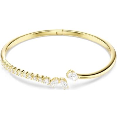 Swarovski Bracelet jonc Mesmera, coupe mixte, blanc, finition or 18 carats, Grande, Finition or 18 carats, oxyde de zirconium, Zircone cubique Swarovski Bracelet jonc Mesmera, coupe mixte, blanc, finition or 18 carats, Grande, Finition or 18 carats, oxyde de zirconium, Zircone cubique