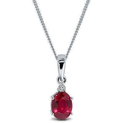 Miore Collier Femme Or Chaîne Femme Or Blanc Massif 9KT 375 avec Pendentif Rubis 0.93ct et Diamant Naturel Hypoallergénique Chaîne Gourmette : 45 cm Livré avec Boîte à Bijoux, Or blanc, Ruby Miore Collier Femme Or Chaîne Femme Or Blanc Massif 9KT 375 avec Pendentif Rubis 0.93ct et Diamant Naturel Hypoallergénique Chaîne Gourmette : 45 cm Livré avec Boîte à Bijoux, Or blanc, Ruby