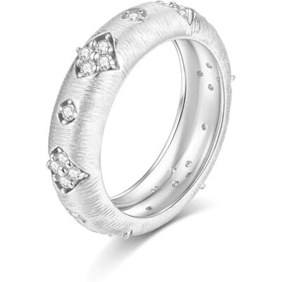 ZUOHUI Bague unisexe ronde en moissanite en argent sterling 925 brossée vintage 0,3 ctw empilable(Silver,5) ZUOHUI Bague unisexe ronde en moissanite en argent sterling 925 brossée vintage 0,3 ctw empilable(Silver,5)