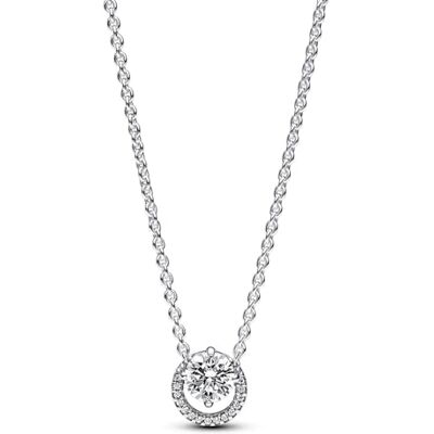 PANDORA Timeless Funkelnder Runder Strahlenkranz Collier-Halskette aus Sterling Silber mit Zirkonia Steinen, Größe 45cm, 391174C01-45 PANDORA Timeless Funkelnder Runder Strahlenkranz Collier-Halskette aus Sterling Silber mit Zirkonia Steinen, Größe 45cm, 391174C01-45