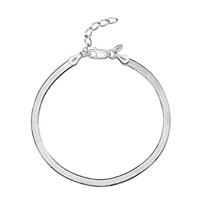 Amberta Bracelet Maille Serpent Plate en Argent Sterling 925 pour Femme: Bracelet Femme Argent 3 mm 20 cm Amberta Bracelet Maille Serpent Plate en Argent Sterling 925 pour Femme: Bracelet Femme Argent 3 mm 20 cm