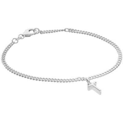 trendor Bracelet pour fille avec lettre T, argent 925 rhodié, 21590-T Bracelet gourmette plat à facettes diamantées, élégant bracelet pour jeunes femmes, trendor Bracelet pour fille avec lettre T, argent 925 rhodié, 21590-T Bracelet gourmette plat à facettes diamantées, élégant bracelet pour jeunes femmes,