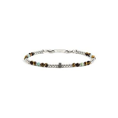 Gioielleria Selenor Marlù Gioielli Collection Man : collier homme, bracelet en cuir, bracelet élastique grenaillé (bracelet pierre turquoise et marron (1br0008) Gioielleria Selenor Marlù Gioielli Collection Man : collier homme, bracelet en cuir, bracelet élastique grenaillé (bracelet pierre turquoise et marron (1br0008)