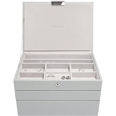 Stackers Lot de 3 boîtes à bijoux classiques Gris galet Taille M Stackers Lot de 3 boîtes à bijoux classiques Gris galet Taille M