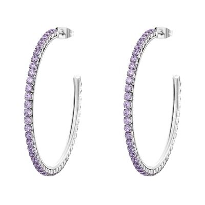 Brosway DESIDERI BEIE025 Boucles d'oreilles créoles pour femme en acier inoxydable avec zircone violet 4,6 cm Brosway DESIDERI BEIE025 Boucles d'oreilles créoles pour femme en acier inoxydable avec zircone violet 4,6 cm
