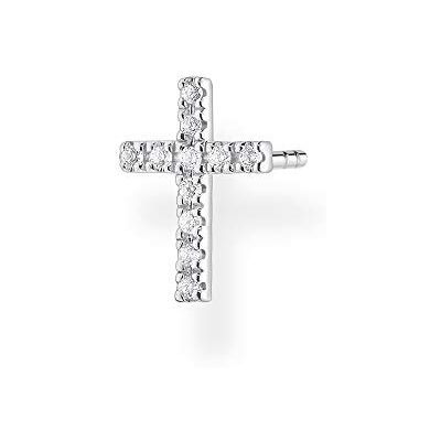Thomas Sabo Boucles d'oreilles en argent sterling 925 avec croix, 1,00 cm, Argent sterling, Non applicable Thomas Sabo Boucles d'oreilles en argent sterling 925 avec croix, 1,00 cm, Argent sterling, Non applicable