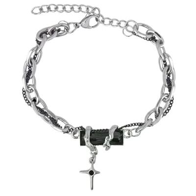 XIGAWAY Bracelet étoile en cristal noir et rouge – Bracelet en acier titane avec breloque hexagramme pour homme et femme, printemps 2025, One Size, Zinc, Pas de gemme XIGAWAY Bracelet étoile en cristal noir et rouge – Bracelet en acier titane avec breloque hexagramme pour homme et femme, printemps 2025, One Size, Zinc, Pas de gemme