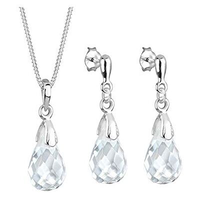 Elli 0901280612_55 Parure Collier et Boucles d'Oreille Femme Argent 925/1000-45cm, Cristal Elli 0901280612_55 Parure Collier et Boucles d'Oreille Femme Argent 925/1000-45cm, Cristal